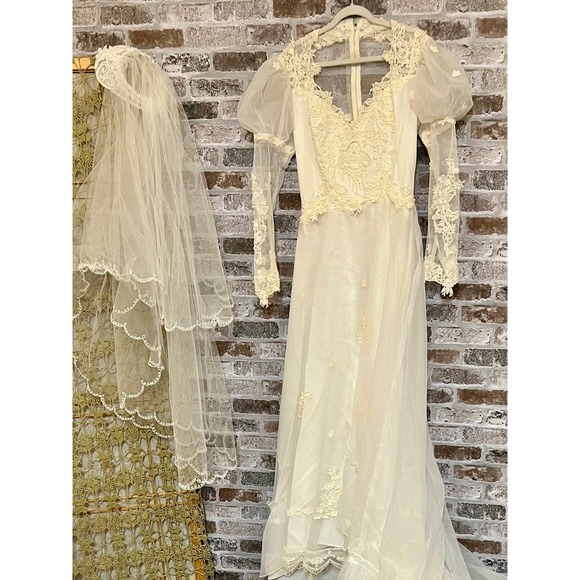 1980´s Vintage Wedding Dress Bridal Gown Lace‎...